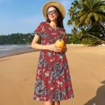 thumbnail image 4 of Xecao Robe Midi à Manches Courtes pour Femmes, Été, avec Poches, Décontractée, Fluide, Robe T-Shirt, Robe de Plage, 4 of 6