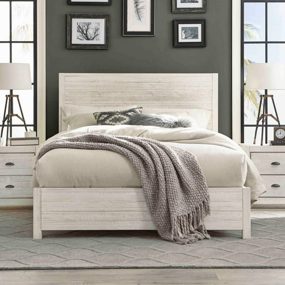 Grain Wood Furniture Montauk Solid Wood Bed, Full Size, Rustic Off-White