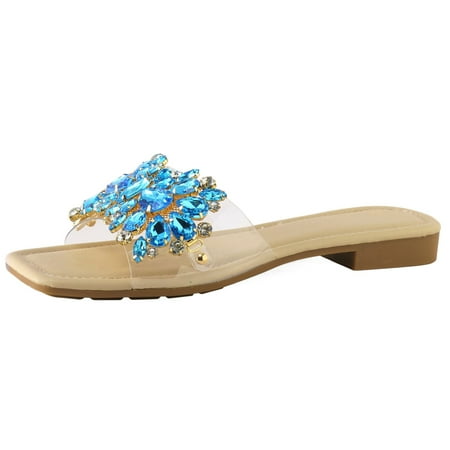 

Sandals Women Size 9 Wide Summer Diamond Decoration Sandals With Comfortable Sole Large Size Sandals Go To Beach Sandals for Women 250