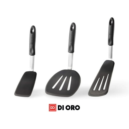 - DI ORO Chef Series FLEX Turner Spatulas (3 Piece Set) 600°F Heat-Resistant Flexible Silicone Spatula Set