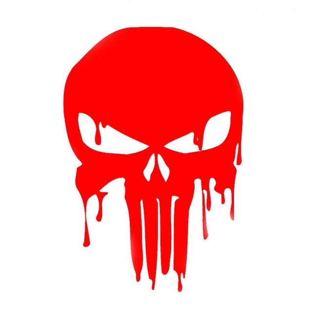 Etiqueta engomada Likrtyny coche 15x10.1 cm Bloody Punisher Skull roja