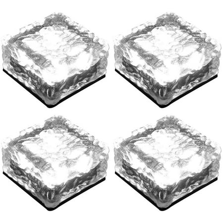 

4PCS Solar Brick Light Frosted Glass Ice Cube Solar Path Light 4 LED In-ground Buried Lights Landscape for Garden Courtyard