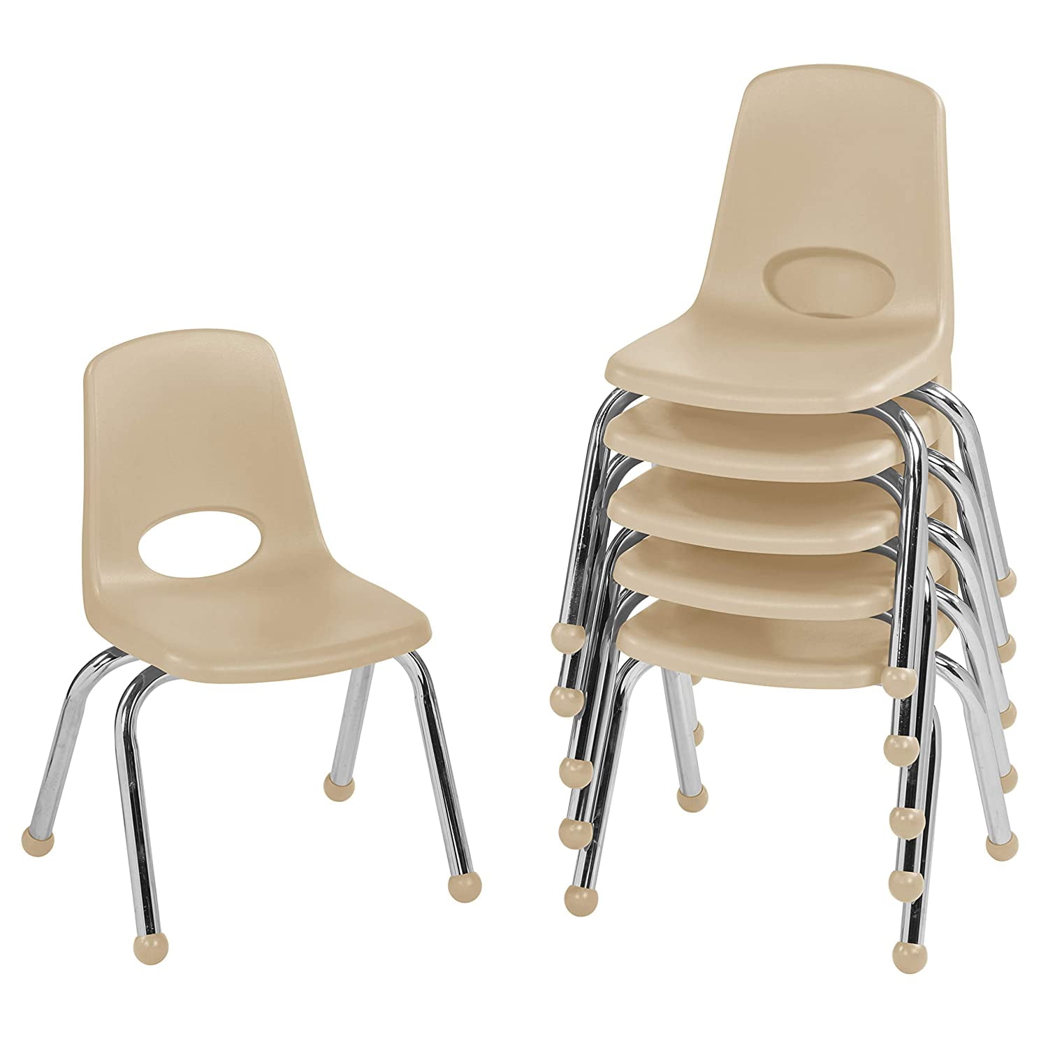 6-Pack 10 School Stack Chair Stacking Student Chairs with Chromed Steel Legs and Ball Glides Assorted Colors 
