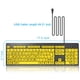 thumbnail image 4 of Teclado de computadora con impresión grande, teclado USB con cable de alto contraste con letras impresas de gran tamaño para personas con discapacidad visual y baja visión (amarillo + negro) Zhivalor CZDZ-ZC161, 4 of 8