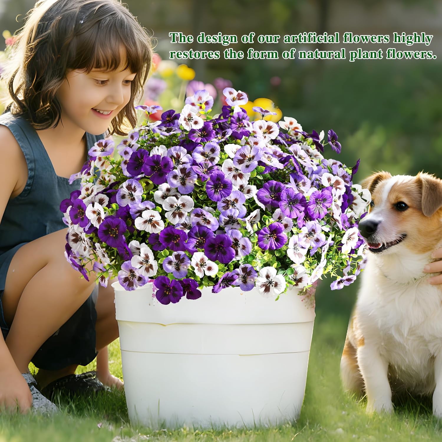 Waipfaru 20 Bundles Artificial Pansy Flower for Outdoor, UV Resistant Faux Pansies Plants,Realistic Silk Fake Flowers for for Front Porch,Basket,Garden Decor
