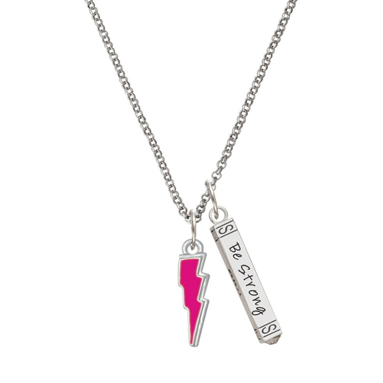 Delight Jewelry Silvertone Hot Pink Lightning Bolt Silvertone Be