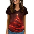 thumbnail image 5 of Women's Christmas Scrubs Top Cute Xmas Print Short Sleeve V Neck Christmas Soft Stretchy Holiday T Shirts, 5 of 6