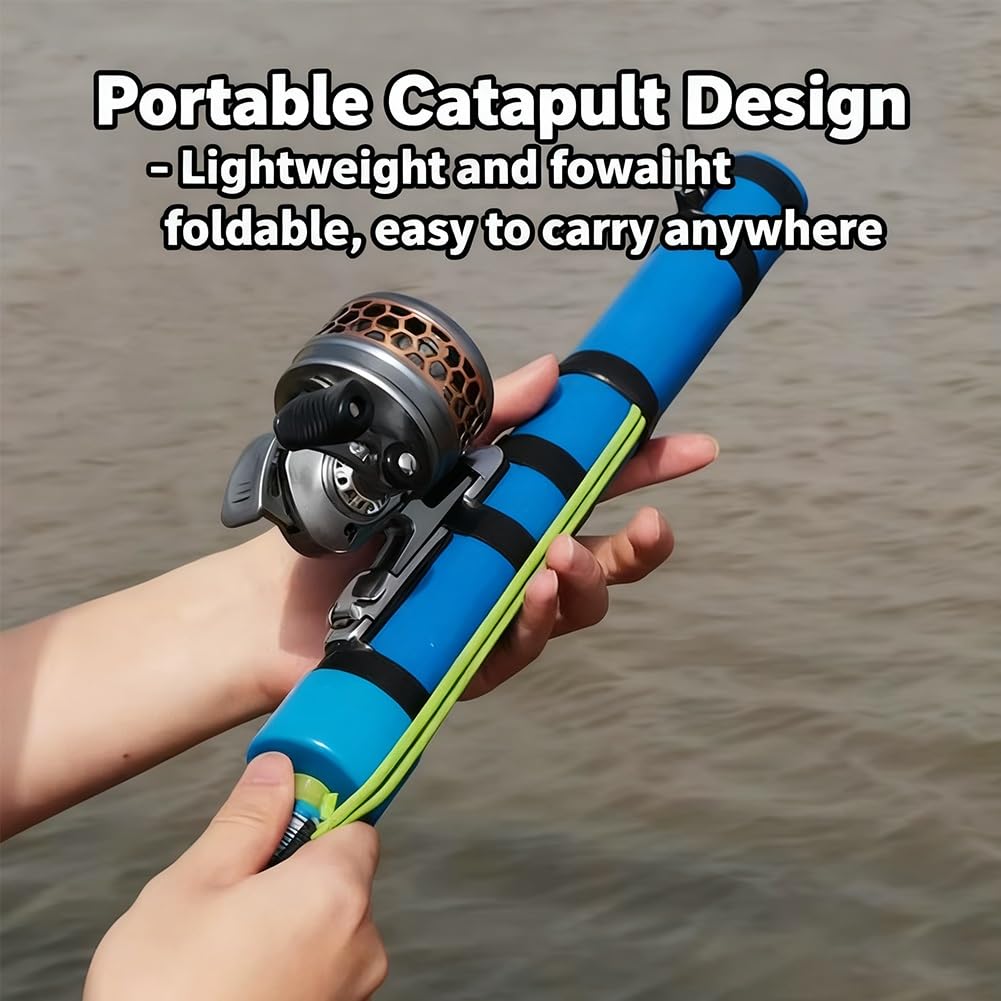 Fishing Catapult Rod, Slingshot Fishing Rod Cannon Pole Reel Portable Fishings Catapult Lure Tools Gear Gun Set Resortera para Pesca for Freshwater Great Gear for Traveling