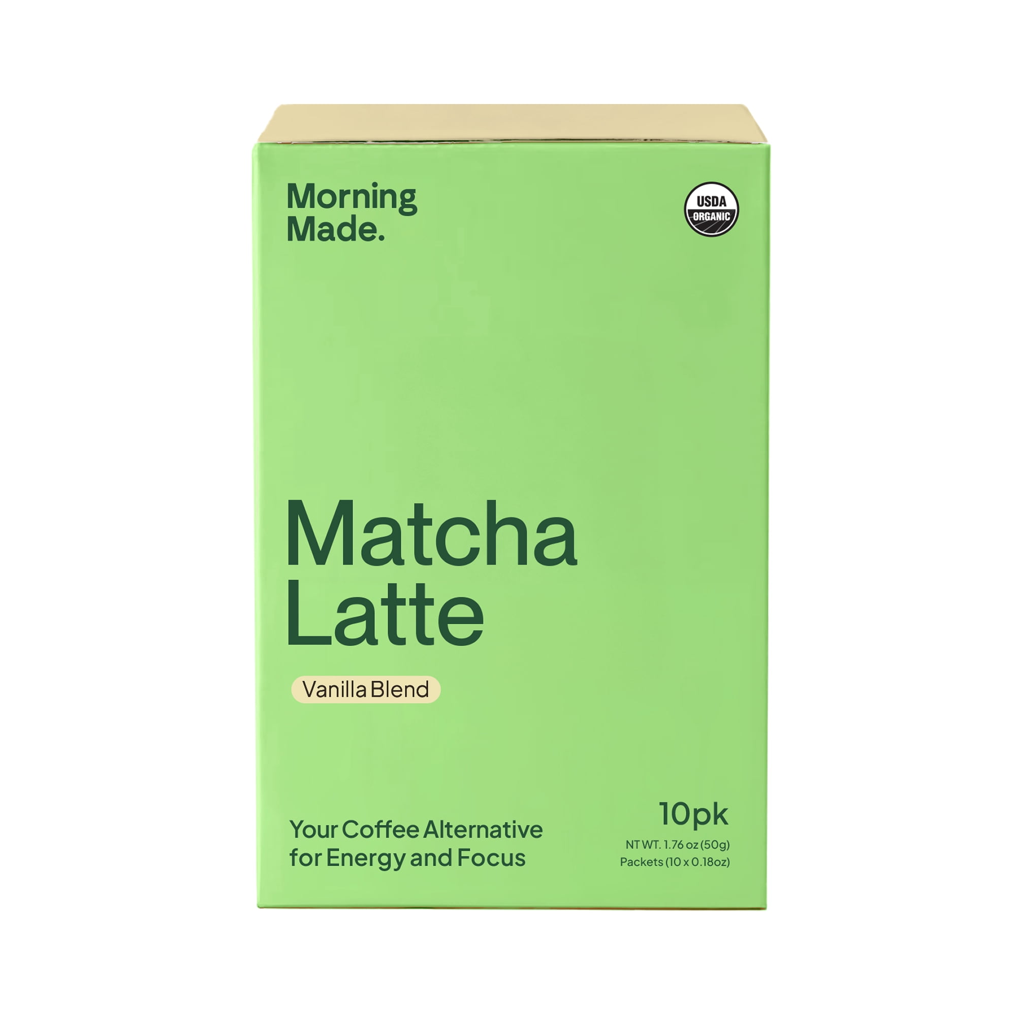 Morning Made Ceremonial Grade Organic Matcha Latte Powder, Vanilla, 10 pack (0.18oz ea)