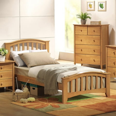 - ACME San Marino Twin Panel Bed with Slat System in Maple, Multiple Colors