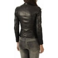 thumbnail image 2 of New Womens Genuine Black Lambskin Leather Jacket Biker Stylish Motorcycle Soft Jacket W626, 2 of 3