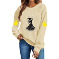 thumbnail image 5 of Smupbvky Halloween Print Sweatshirts Women Dressy Witch Graphic Tops Long Sleeve Crew Neck Pullover Fall Casual Holiday (S, Khaki), 5 of 5