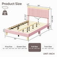 thumbnail image 6 of Bestier Full Size Bed Frame Upholstered Platform Bed with LED Light & Adjustable Storage Headboard for Bedroom, Pink, 6 of 10