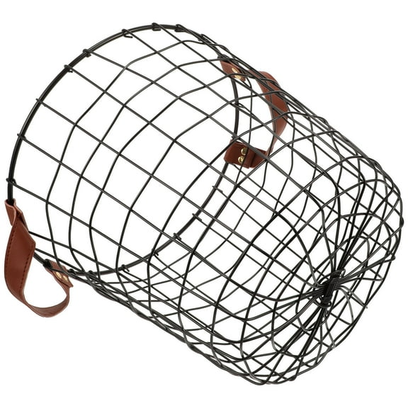 Tineasur Black Round Wire Storage Basket Firewood Rack for Indoor Use, and Stylish 1 Set