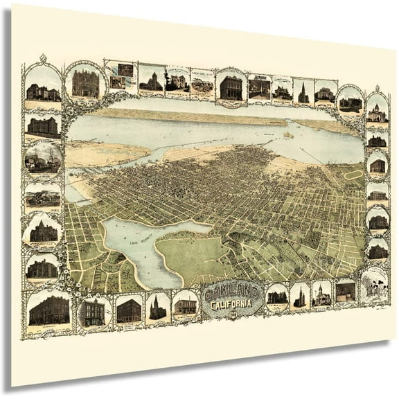 HISTORIX 1900 Oakland California Vintage Map Poster Wall Art Print, 18 x 24 Inch