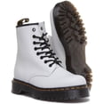 thumbnail image 5 of DR MARTENS Womens White Pull Tab Oil Resistant Lug Sole Comfort 1460 Bex Round Toe Block Heel Lace-Up Leather Combat Boots 5, 5 of 6