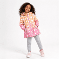 thumbnail image 3 of Maqroz Girls Rain Jackets Waterproof Hooded Fleece Lined Raincoats Full Zip Hearts Graphic Lightweight Windbreakers for Kids Cozy Travel Hiking Jackets with Pockets, 3 of 11