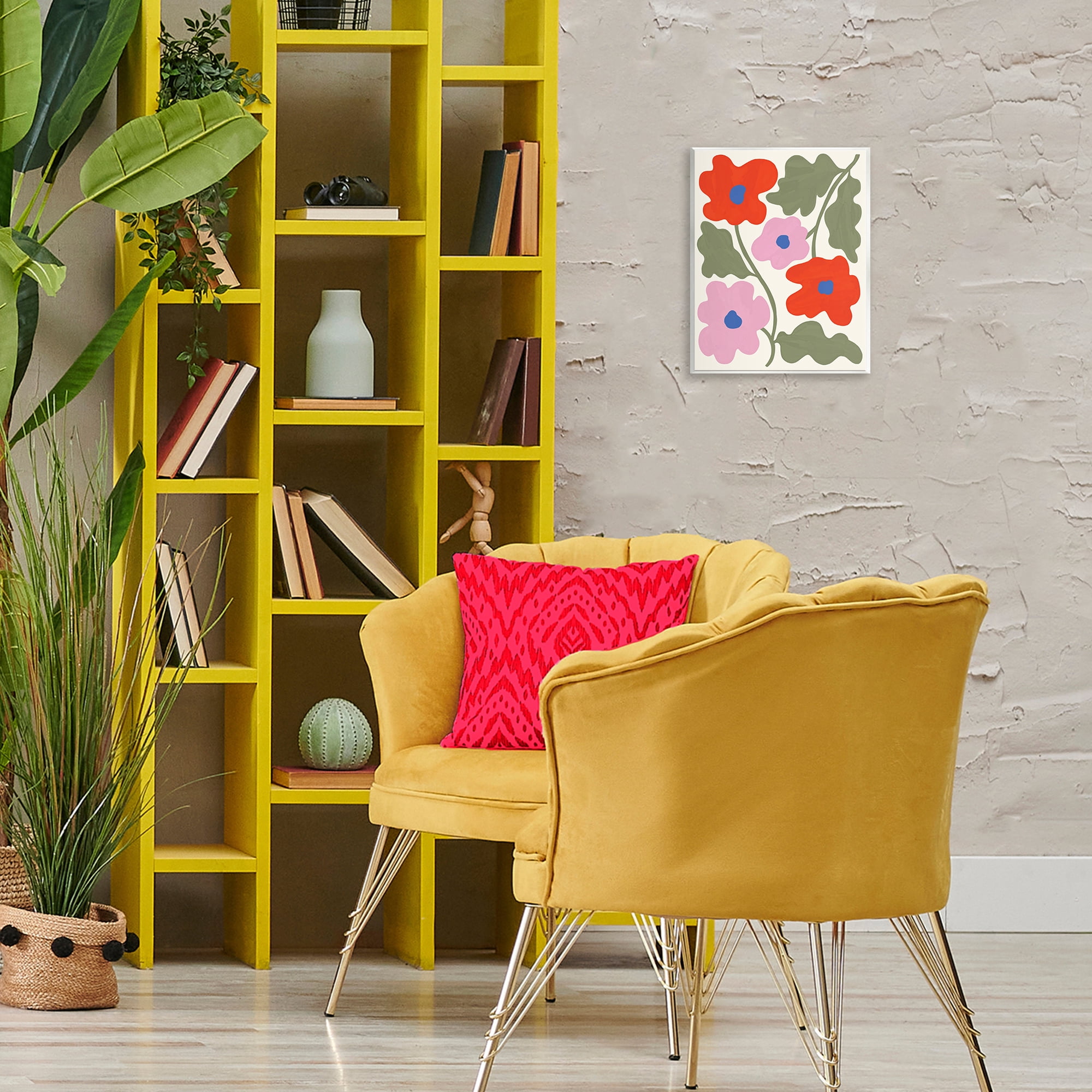 Stupell Industries Red & Pink Bold Flowers Plants & Flowers Painting Unframed Art Print Wall Art, 11 x 14