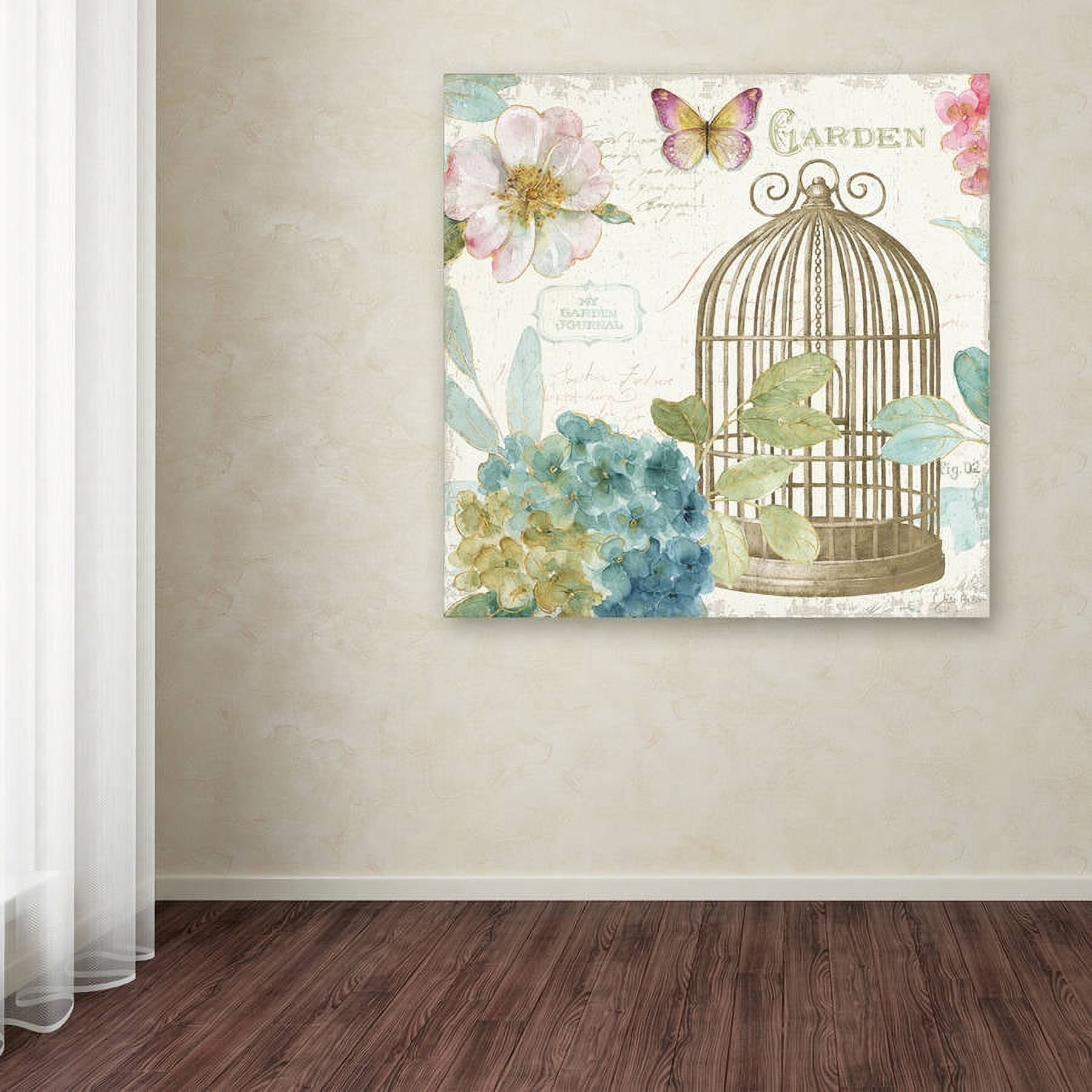 Trademark Fine Art "Rainbow Seeds Floral Birdcage III v2" Canvas Art by Lisa Audit