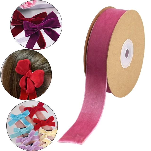 Cinta de terciopelo con carrete Cintas flocadas Cinta de floristería Rollo de cinta de terciopelo de una sola cara para envolver regalos Invitación de Rosa oscuro