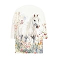 thumbnail image 5 of Women's Tops, Tees & Blouses Cotton,Horses Lover Shirt for Women Horse Racing Tops Tshirt Funny 3/4 Sleeve T-Shirt Casual Animal Graphic Tees, 5 of 5