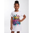 thumbnail image 4 of Girls Trendy Casual Short Sleeve Dress A-Line Sundress Smooth Weekend Outfit for Girls Age 5-13 Round Neck, 4 of 6