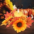 thumbnail image 3 of Harvest Festival Maple Leaf Sunflower Candle Wreath Candle Ring Table Centerpiece Ornament, 3 of 8