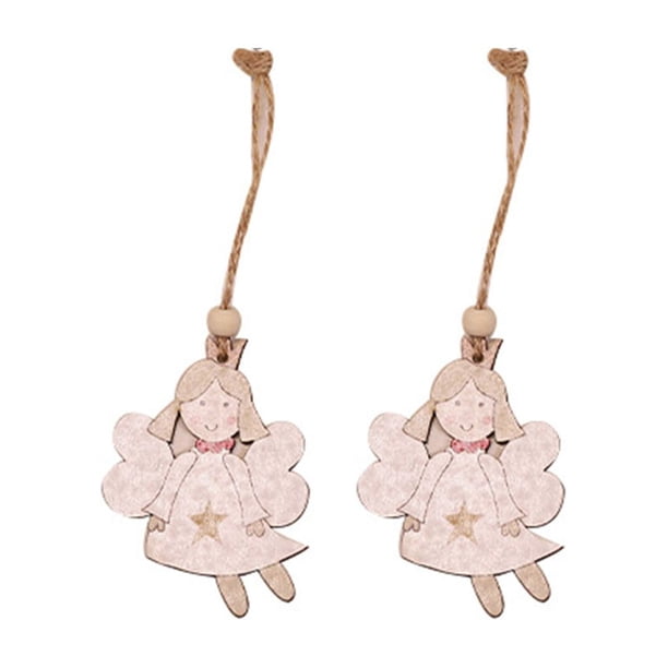 Decoración de madera Billuyoard para ventana colgante de Navidad 2 piezas blanco