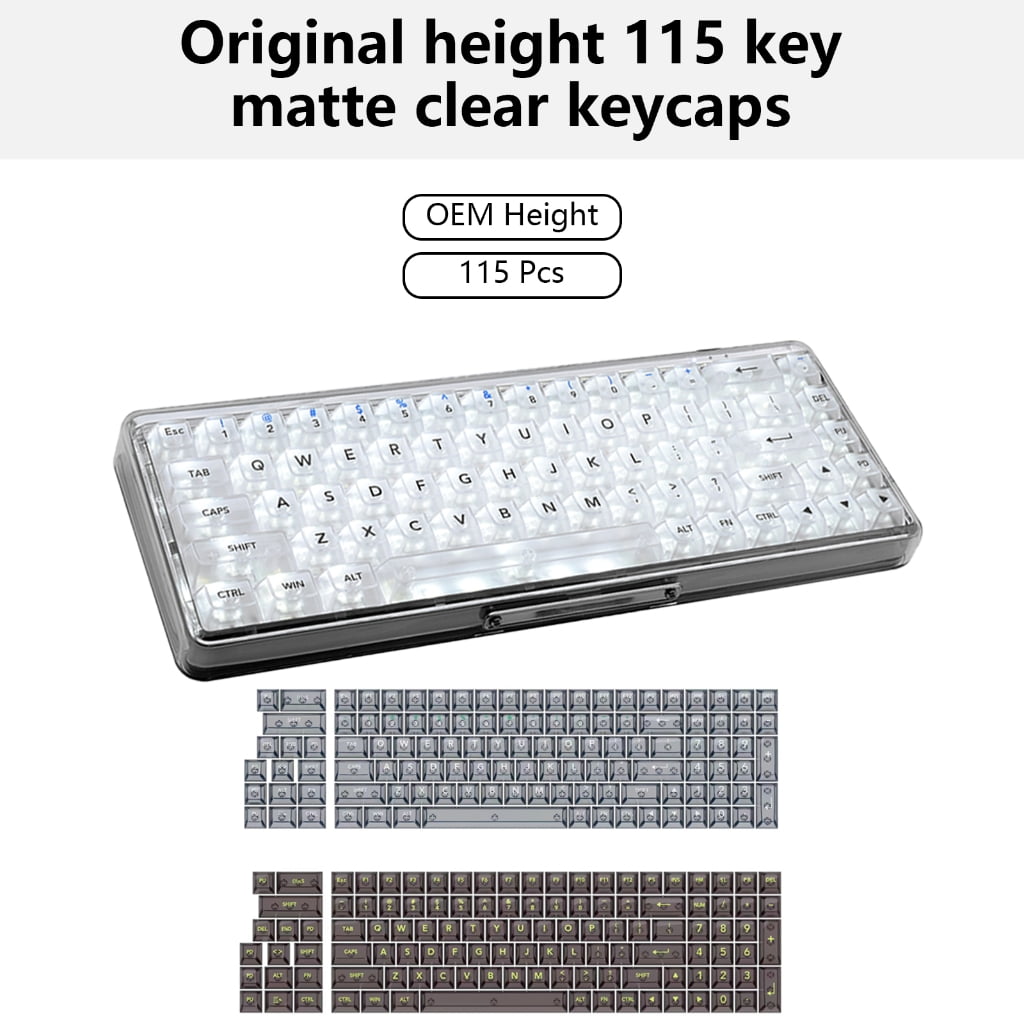 Multiple Layouts 115Keycaps Long lasts Clear Keycaps for Mechanical Keyboards, Easily Install and Maintain