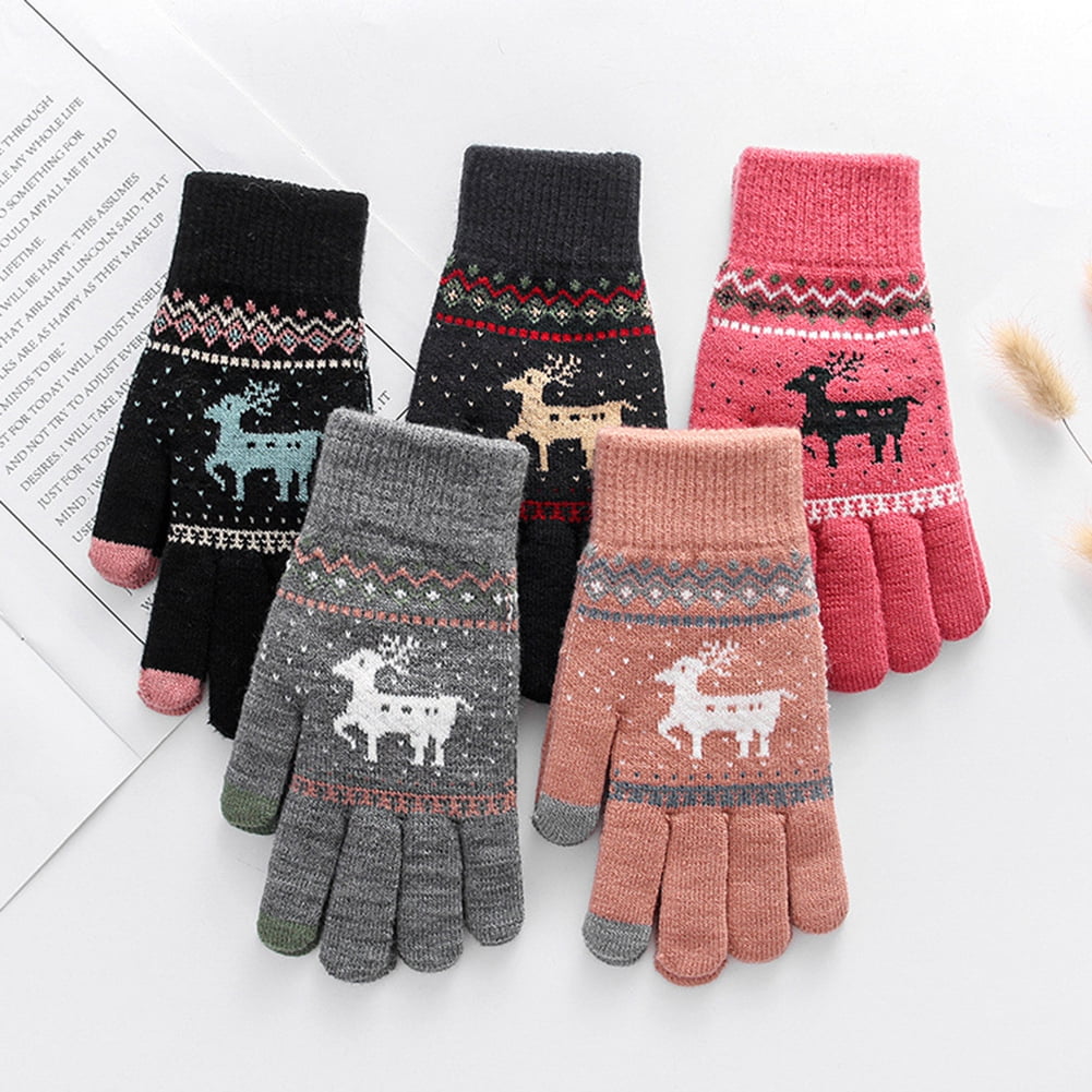 snow deer mittens