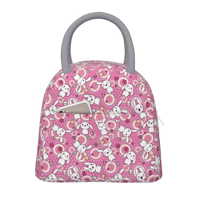 Fotbe Cute Rabbit Bolsa de Almuerzo con Estampado, Lonchera Aislada, Contenedor de Comida Reutilizable Tipo Cooler a Prueba de Fugas