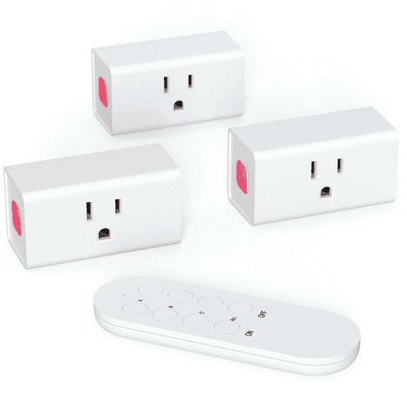 SURNICE Remote Control Outlet Plug, 260ft RF Range, 1800W, 15A, White, FCC Listed