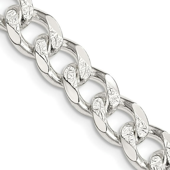925 Sterling Silver Curb Chain Styles Necklace 8 mm Pav‚ 20 inch
