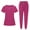 Hot Pink, variant on Women Scrubs Nursing Uniform Set 4 Way Stretch V Neck Top and Jogger Cargo Pants with Pockets Anti Wrinkle Workwear