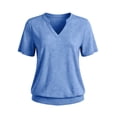 thumbnail image 7 of cocolona Summer Basic Tops for Women V Neck Short Sleeve Cinched Hem Shirts Dressy Casual Solid Color Blouses, 7 of 7