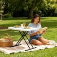 thumbnail image 5 of WASUHE 30" Small Folding Table, Height Adjustment Tv Tray Table, Practical Portable Tv Dinner Table for Eating, Sofa, Indoor/Outdoor, White, 5 of 13