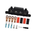 thumbnail image 2 of 4 Stud Power Distribution Block Marine Bus Bar Universal 4x Terminal Studs Terminal Distribution Block for Marine Solar System Car RV M8 Black, 2 of 8