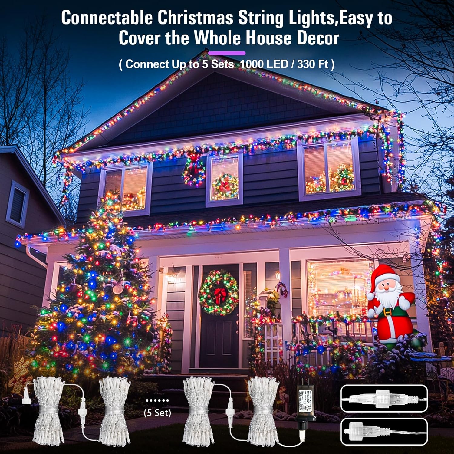 JMEXSUSS 200 LED Multicolor Christmas String Lights, 66ft photo 2