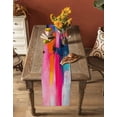 thumbnail image 5 of Ldtrchee Pink Orange Teal Table Runner 72 Inches, Modern Contemporary Oil Painting Bed Runner Dresser Scarves Tabletop for Indoor Outdoor Parties/Ceremony/Banquet, 16" x 72", 5 of 8