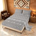thumbnail image 2 of Manfei Bohemian Aztec Queen Sheets,Exotic Style Queen Sheet Sets, Gray White, Gray Reversible 4pcs1 Flat Sheet + 1 Fitted Sheet + 2 Pillowcases, 2 of 6