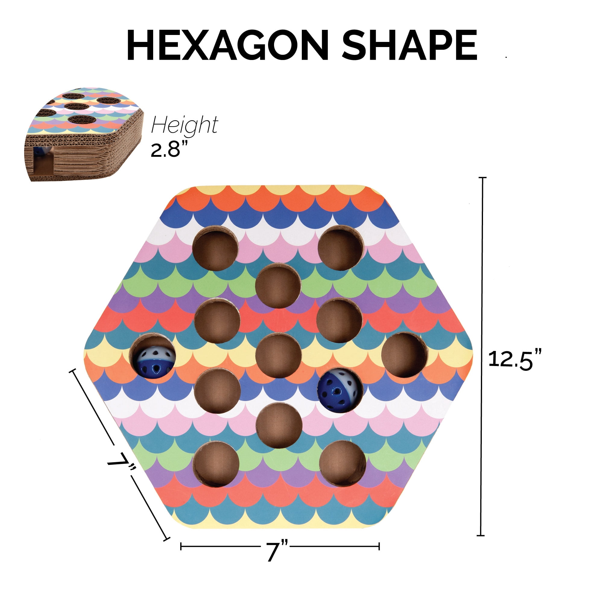 Tiger Tough Hexagon Busy Box Scratcher, Rainbow Scales, 1 Coun