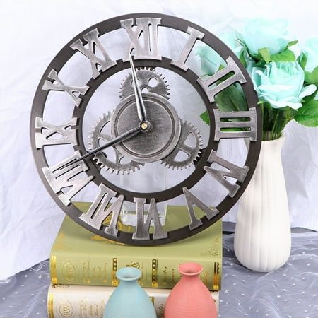 SOPOTUTU Creative Silver Industrial Gear Wall Clock for Decoration and Safe