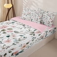 thumbnail image 3 of Erosebridal Watercolor Botanical Pattern Zipper Full Size Comforter Sets with Fitted Sheet and 2 Pillowcases,Blossom Floral Print Zipper Bedding Set,Pale Pink Green,Pink Reversible, 3 of 6