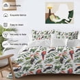 thumbnail image 3 of Cal King 4 Piece Bedding Set Cartoon Red Green Black Parrots Soft Breathable Duvet Cover and Pillowcase,Green Leaves Duvet Cover Set Washable Bed Sheets for Bedroom Dormitory Guest Room, 3 of 9