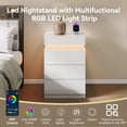 thumbnail image 5 of Leumius 3 Drawer Small Nightstand with Charging Station,LED and Open Shelf,Modern Bedside Table,Wooden End Table for Bedroom,White, 5 of 5