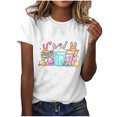 thumbnail image 2 of GNFQXSS Womens Easter Shirt Classic Crew Neck Pull On Lightweight Tee Easter Squad Three Bunny Sunglasses Graphic Top For Holiday Gathering Casual Hangout White XXL, 2 of 4