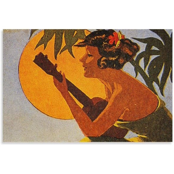 PPHAOSHO Posters Hawaiian Tropical Hula Dancer Palm Tree Music Poster frameless Painting Canvas Wall Posters Art Picture Print Modern Home Decor 20x30inch