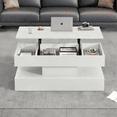 thumbnail image 3 of Noble House Modern Coffee Table with LED & Hydraulic Lift Hidden Storage,Multifunctional Table for Living Dining Office,White, 3 of 18