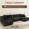 thumbnail image 2 of 130'' Cloud Modular Sectional Sofa, Black U-Shaped Couch with Chaise Lounge, Striped Corduroy Upholstered 4-Seater with Pillow Back Cushions & Square Arms, 2 of 7