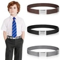 thumbnail image 4 of transemion 1 Ensemble Design Simple Ceinture Élastique Enfants Garçons Boucle Réglable Ceinture Extensible Réutilisable Lavable Jeans Accessoires Vêtements Noir+café+gris, 4 of 9